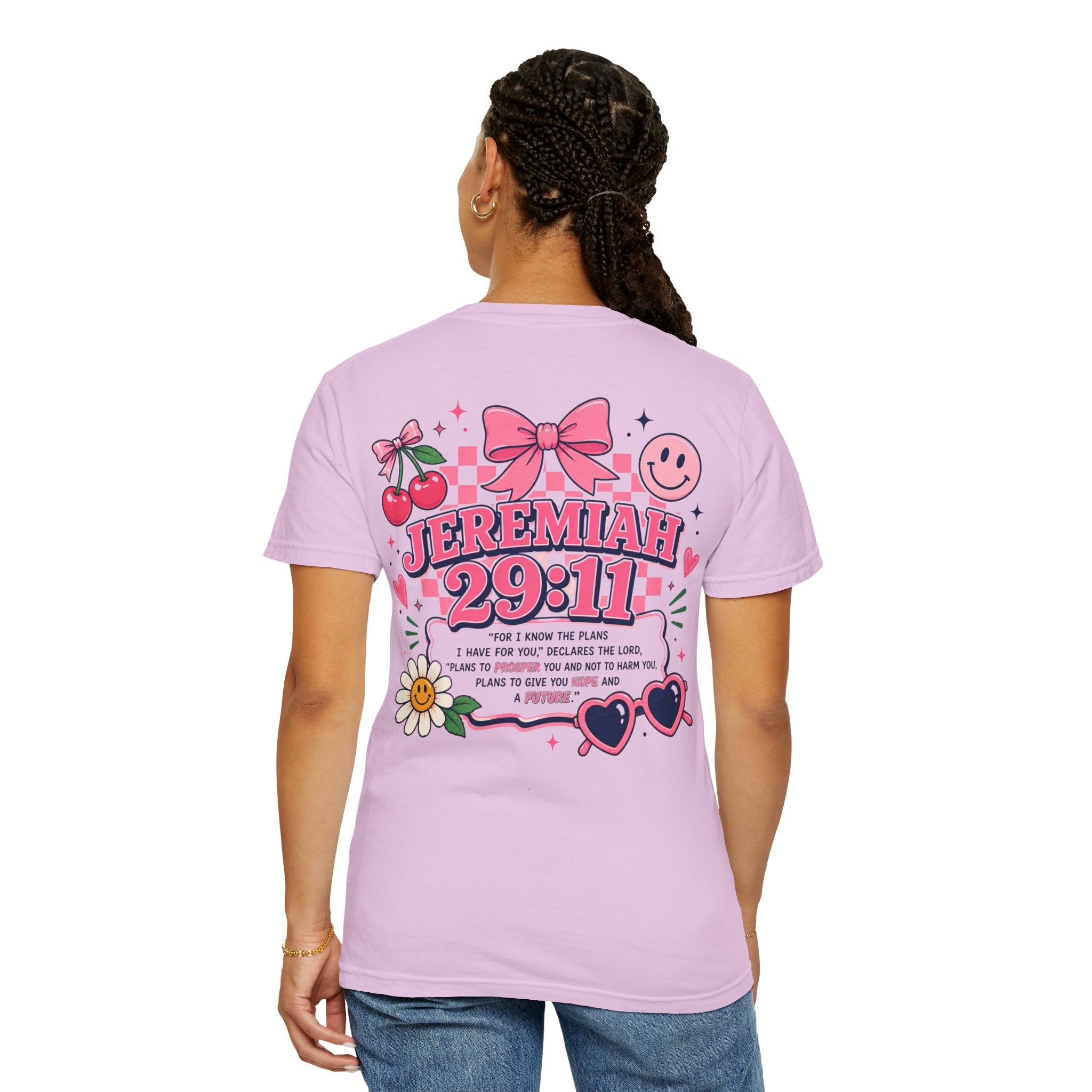 Jeremiah 29:11 Inspirational Tee — Pink Bow & Cherry Christian T‑Shirt