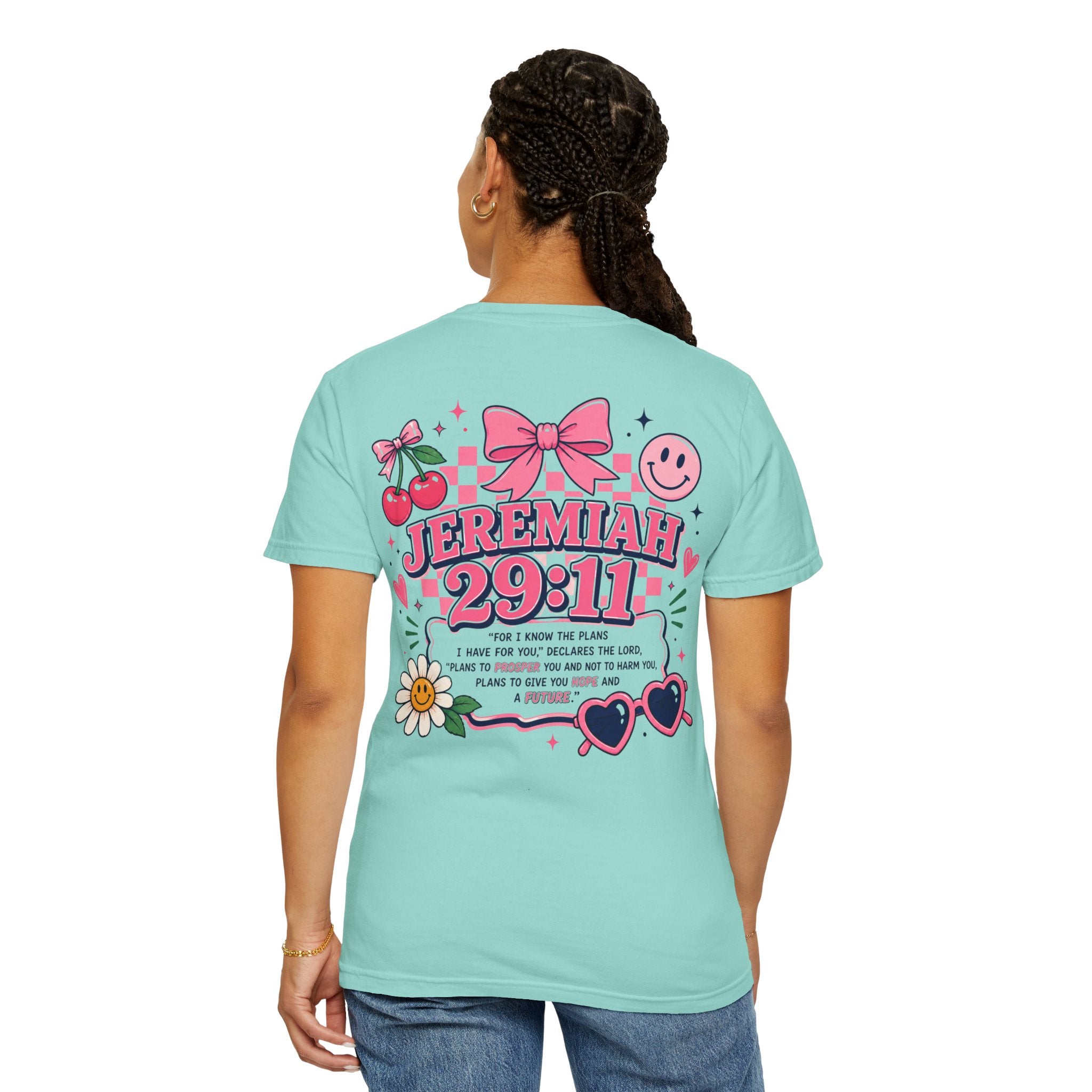 Jeremiah 29:11 Inspirational Tee — Pink Bow & Cherry Christian T‑Shirt