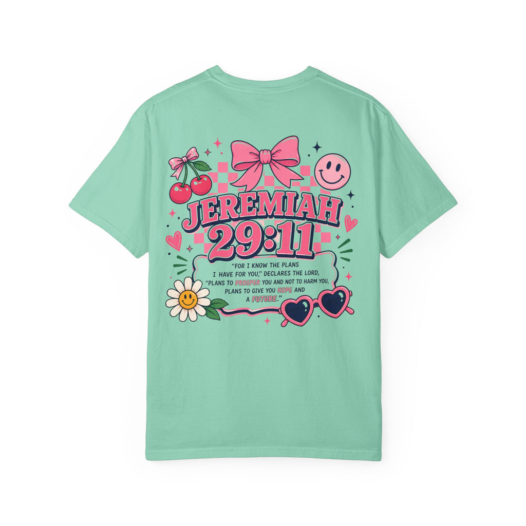 Jeremiah 29:11 Inspirational Tee — Pink Bow & Cherry Christian T‑Shirt
