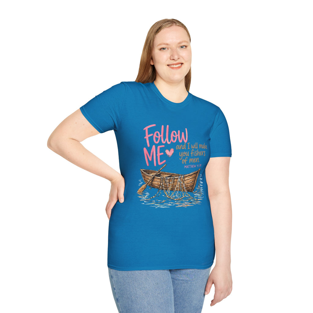 Follow Me I Will Make You Fishers of Men T-Shirt — Christian Fishing Boat Faith Tee