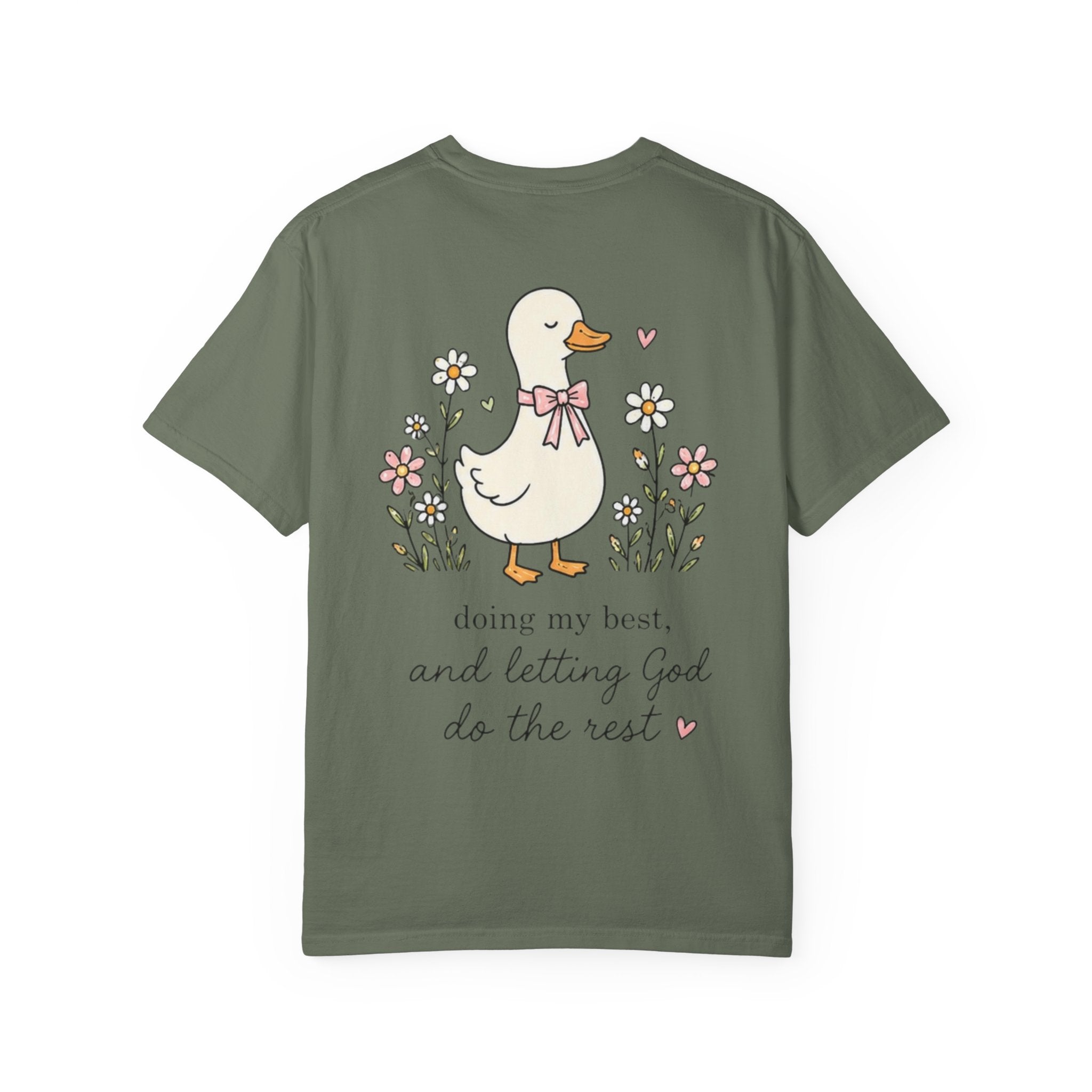 Duck Illustration T-Shirt — "Doing My Best, and Letting God Do the Rest" Christian Graphic Tee