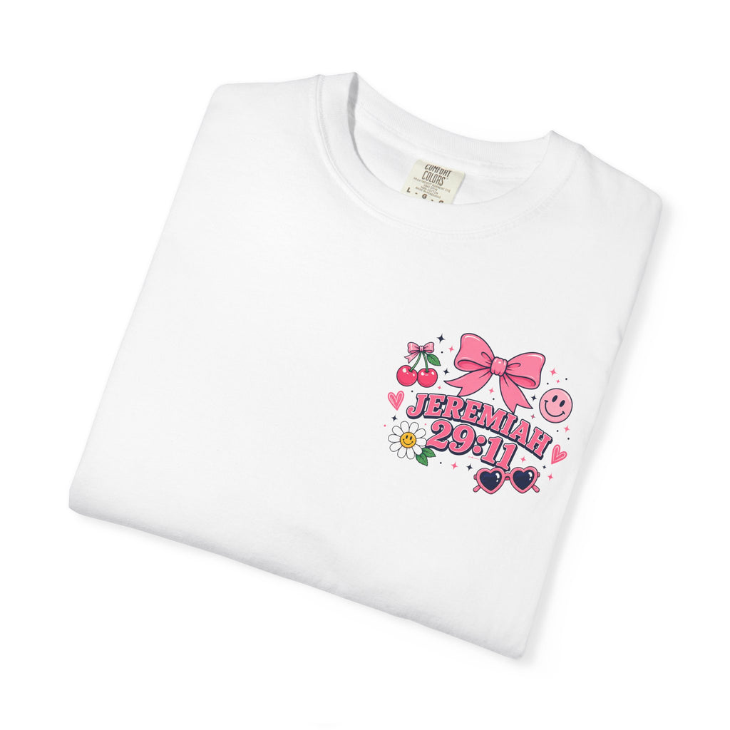 Jeremiah 29:11 Inspirational Tee — Pink Bow & Cherry Christian T‑Shirt