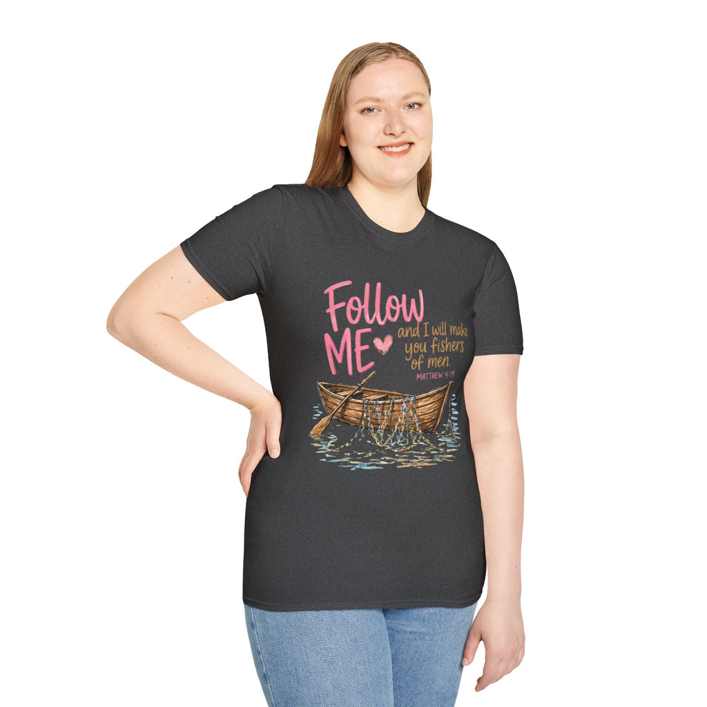 Follow Me I Will Make You Fishers of Men T-Shirt — Christian Fishing Boat Faith Tee