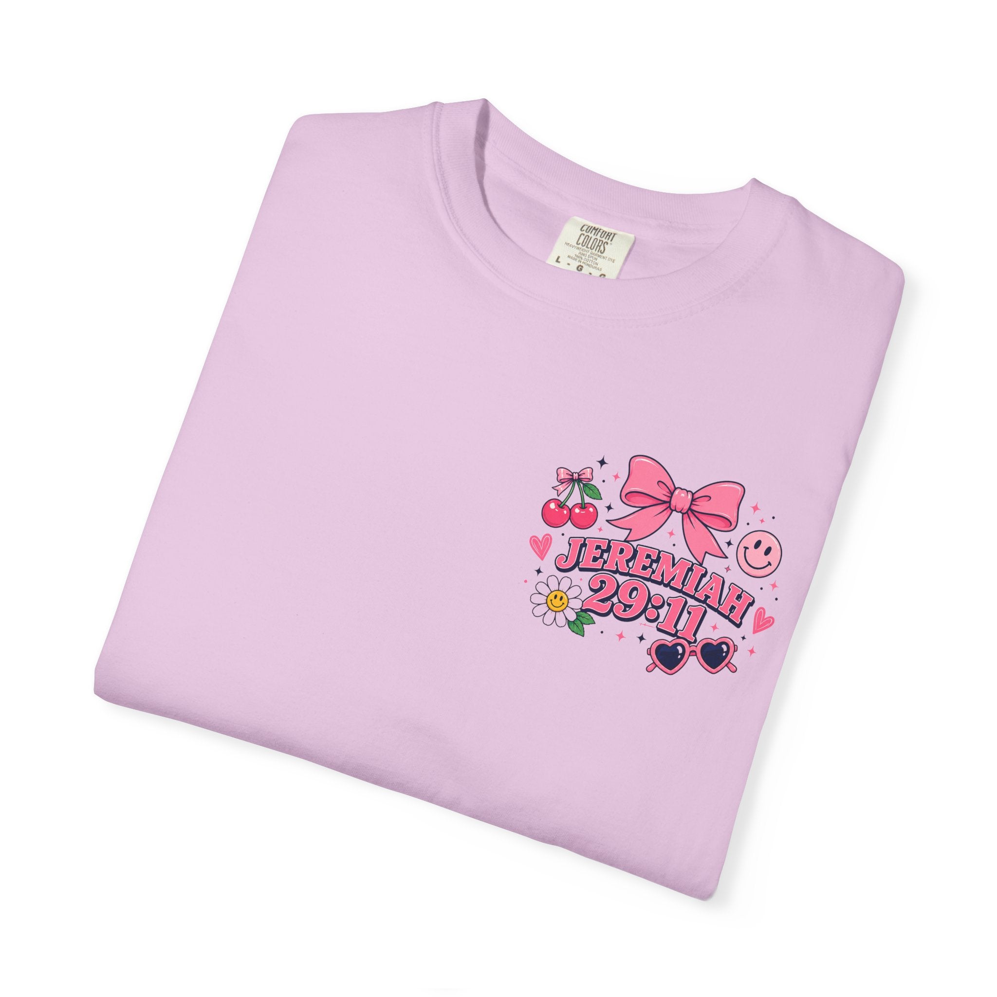 Jeremiah 29:11 Inspirational Tee — Pink Bow & Cherry Christian T‑Shirt