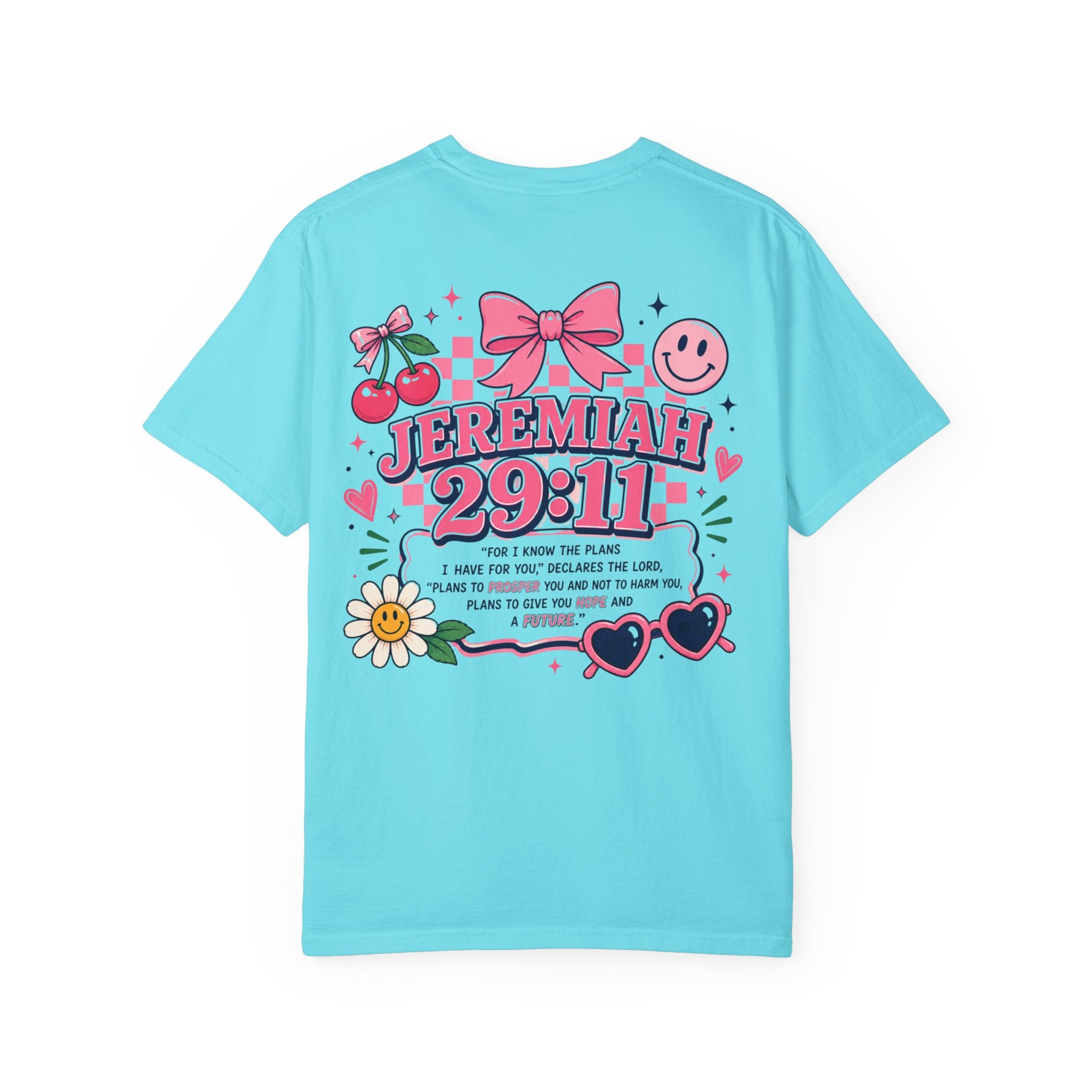 Jeremiah 29:11 Inspirational Tee — Pink Bow & Cherry Christian T‑Shirt