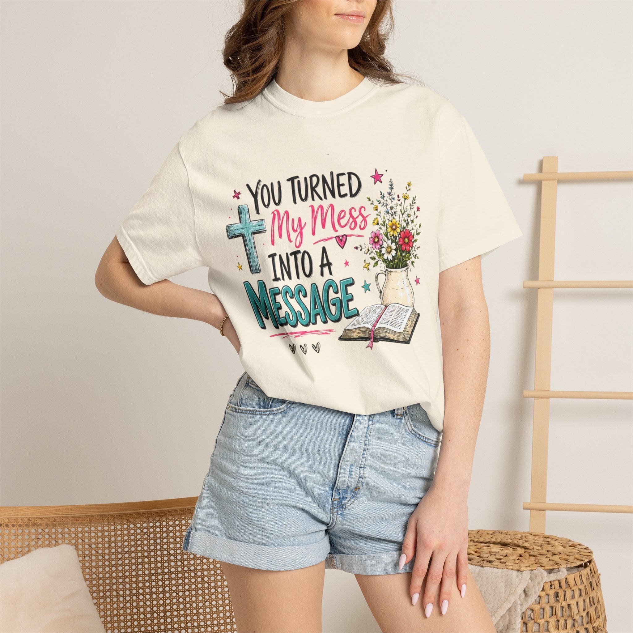 You Turned My Mess Into a Message T-shirt | Christian Cross, Bible, Floral Design