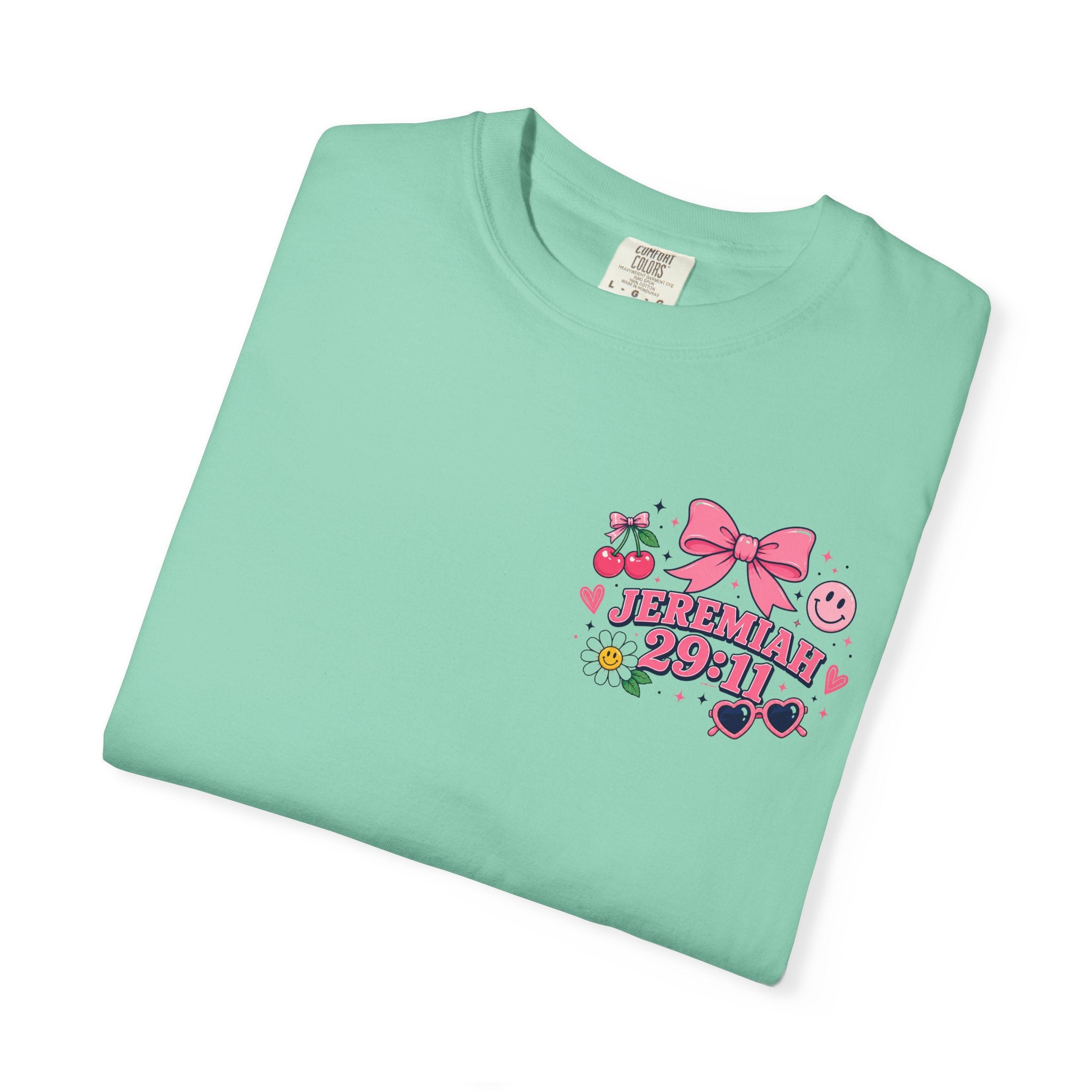 Jeremiah 29:11 Inspirational Tee — Pink Bow & Cherry Christian T‑Shirt