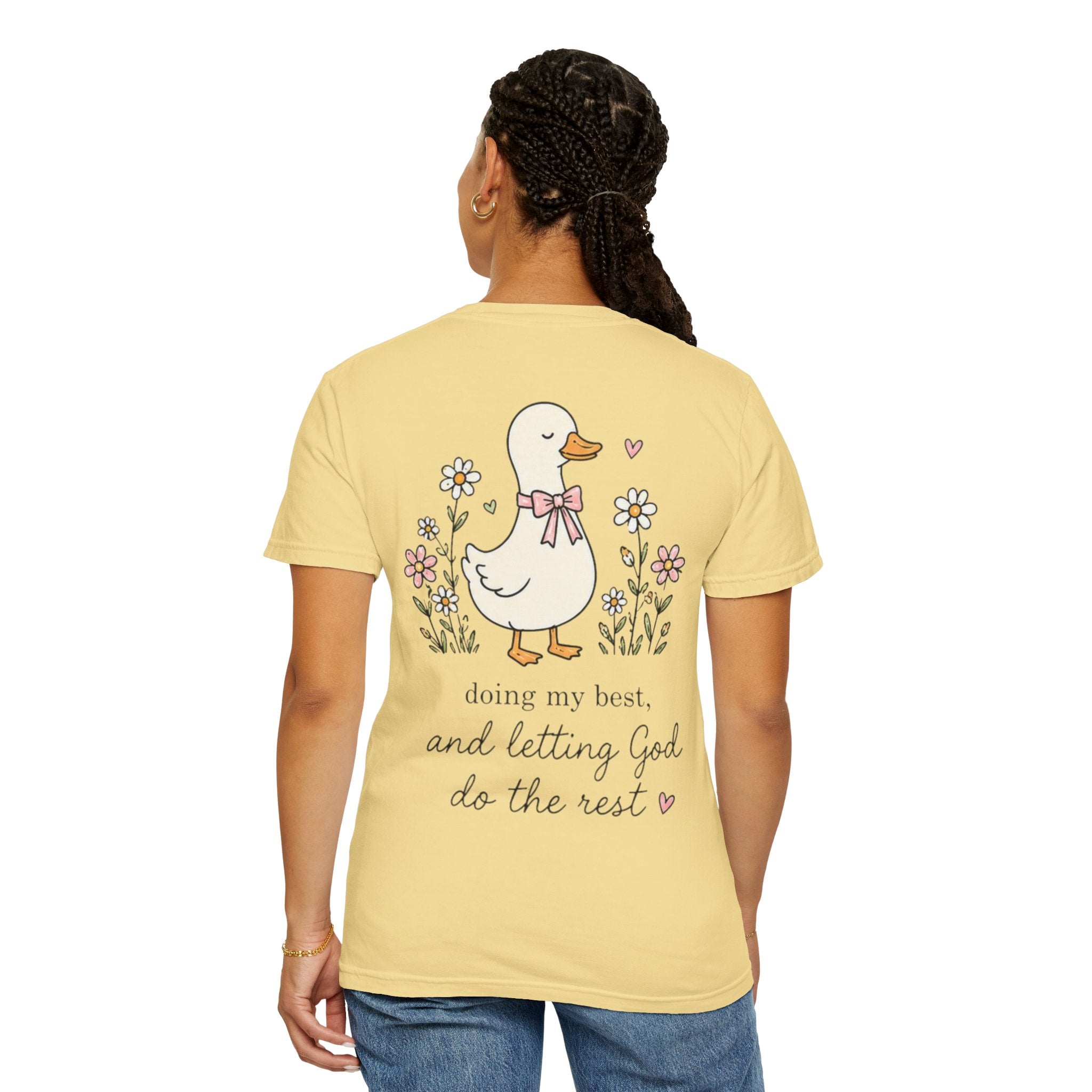 Duck Illustration T-Shirt — "Doing My Best, and Letting God Do the Rest" Christian Graphic Tee