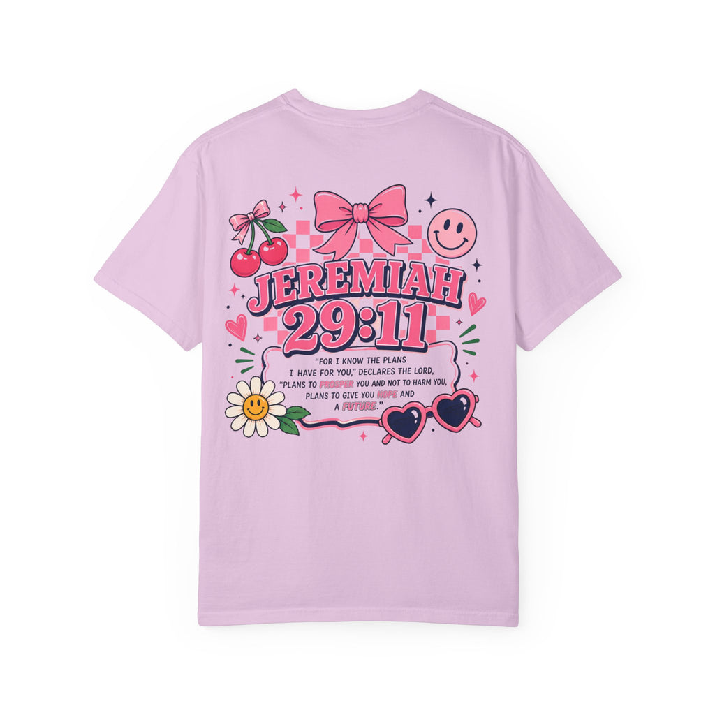 Jeremiah 29:11 Inspirational Tee — Pink Bow & Cherry Christian T‑Shirt