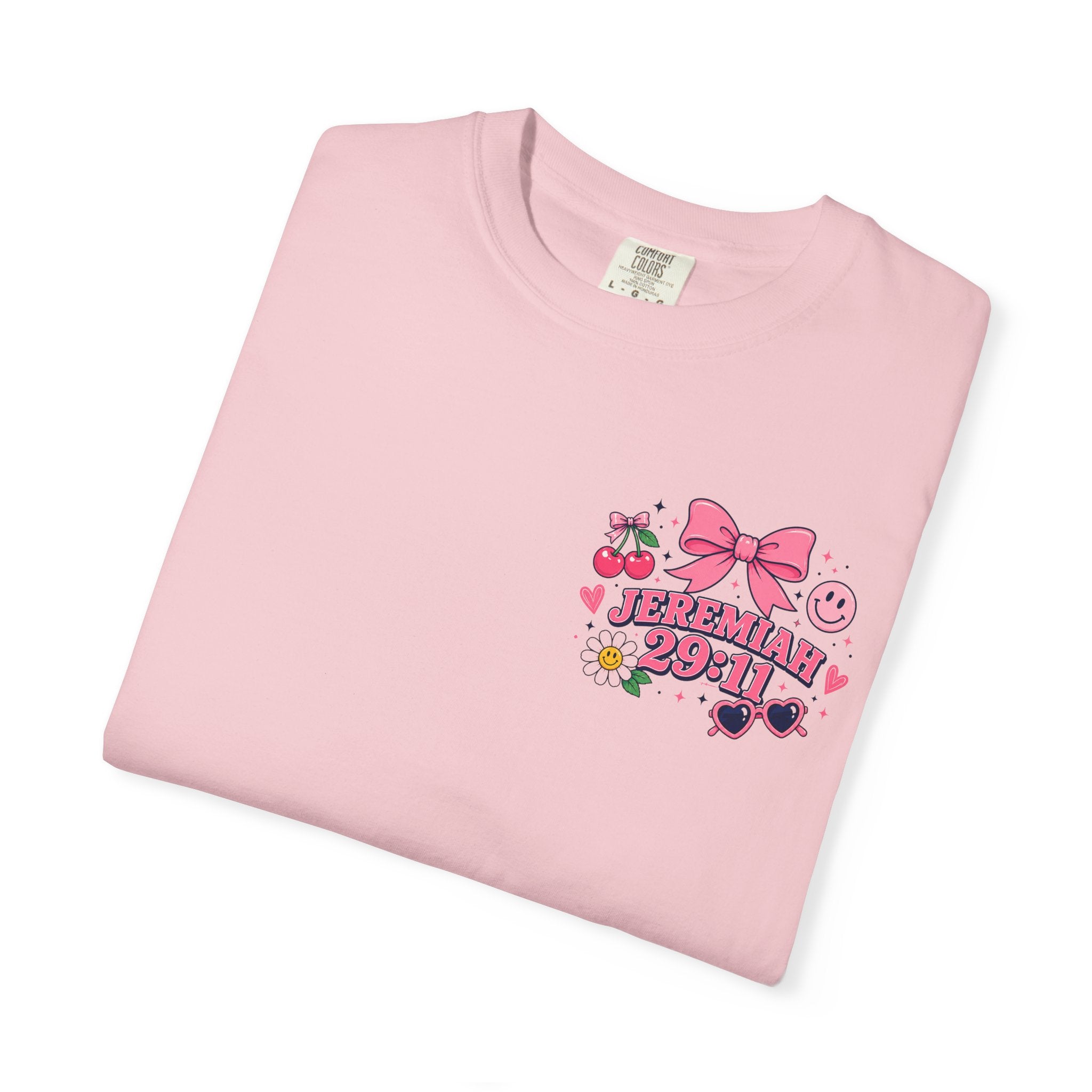Jeremiah 29:11 Inspirational Tee — Pink Bow & Cherry Christian T‑Shirt
