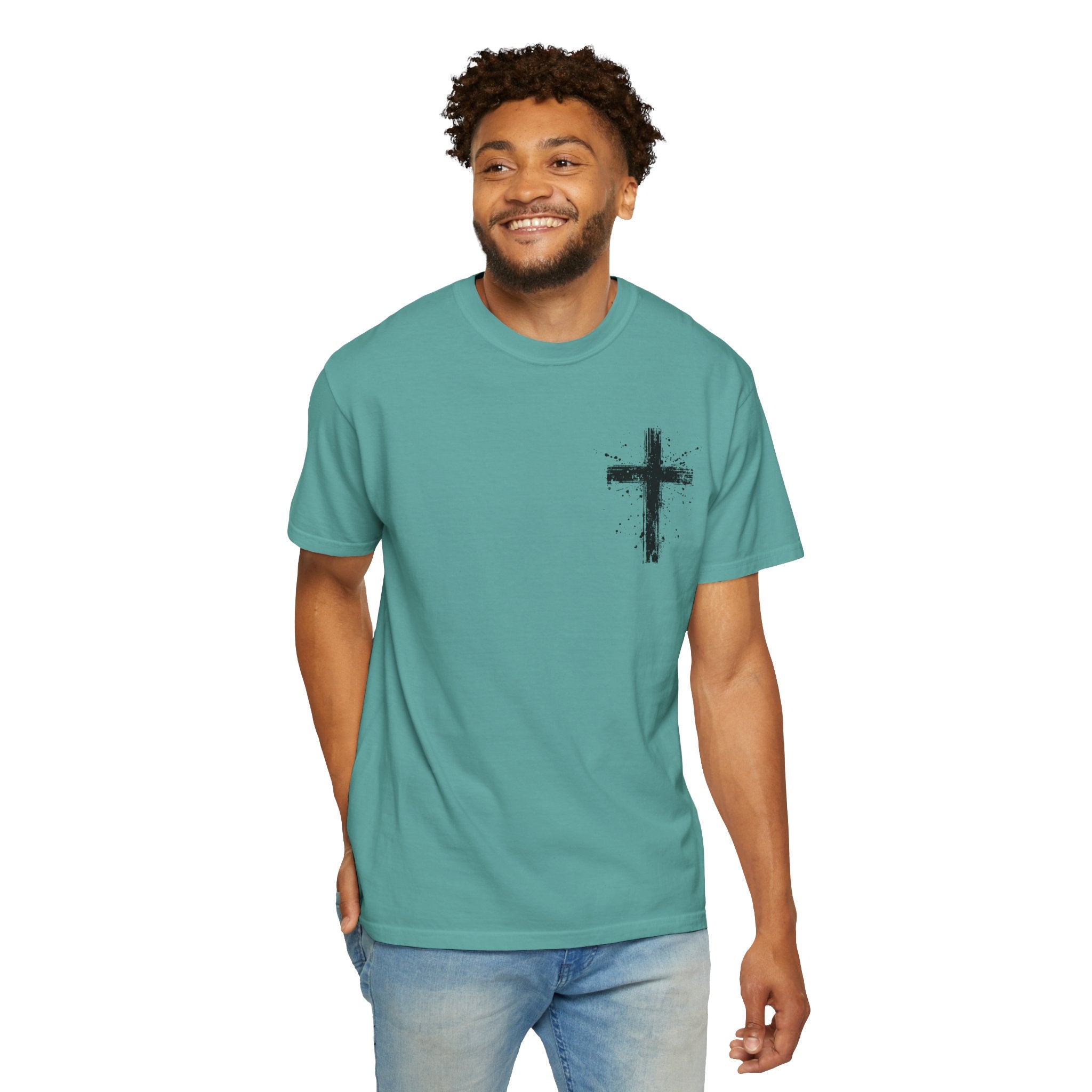 Religious T-Shirt - 'It Is Finished' Jesus Crown of Thorns Cross Tee (John 19:30)