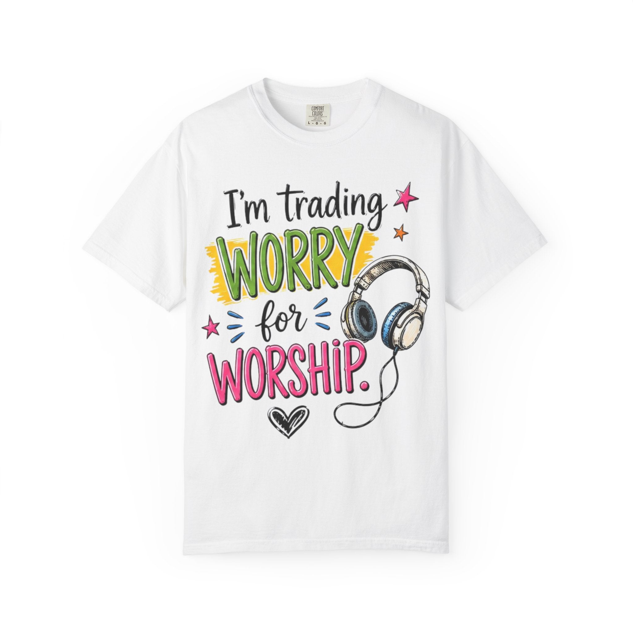 Worship Music T-Shirt – "I'm Trading Worry for Worship" Tee