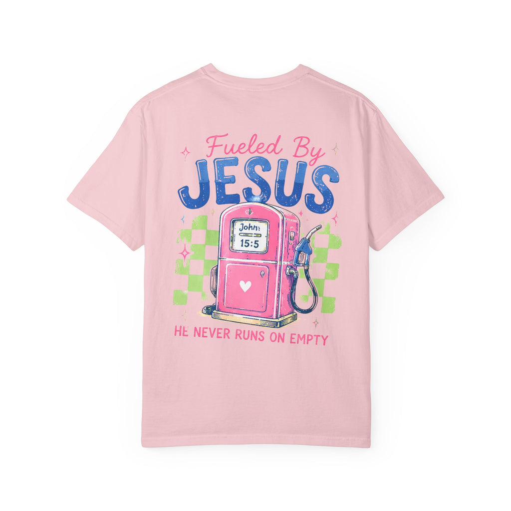 Fueled By Jesus T-Shirt — 'He Never Runs on Empty' Graphic Tee