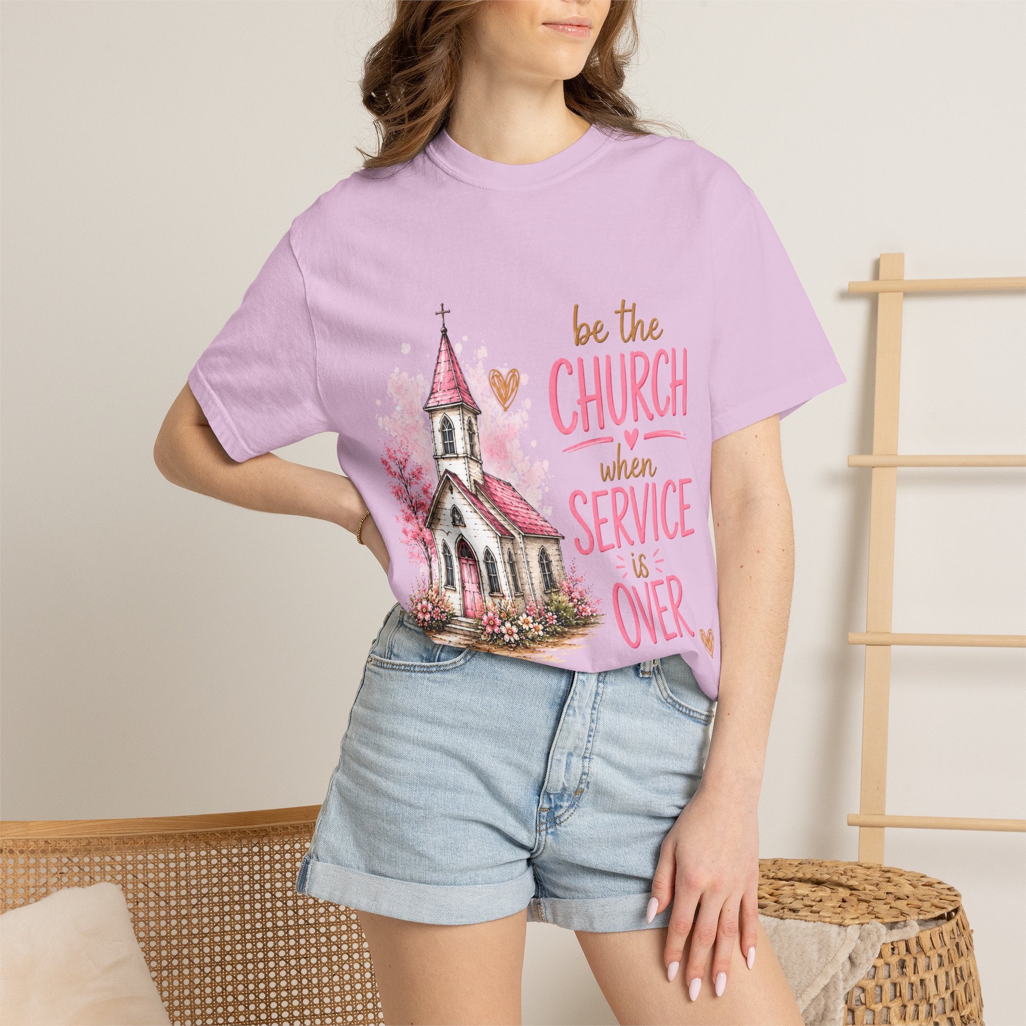 Church Graphic T-Shirt — “Be the Church When Service Is Over” Christian Tee