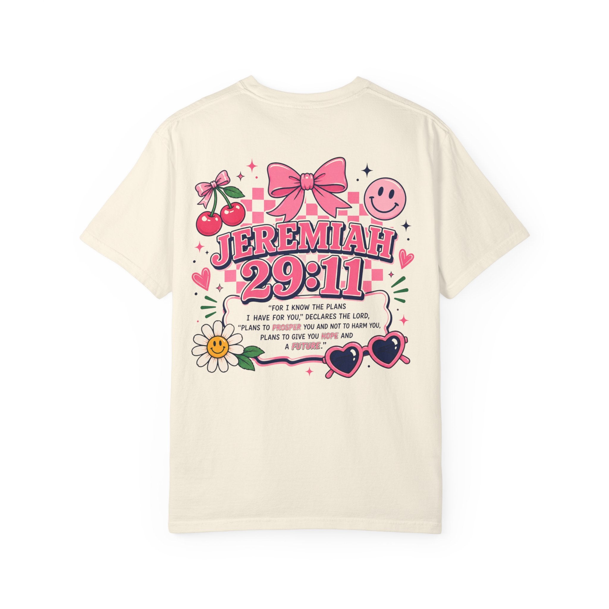 Jeremiah 29:11 Inspirational Tee — Pink Bow & Cherry Christian T‑Shirt