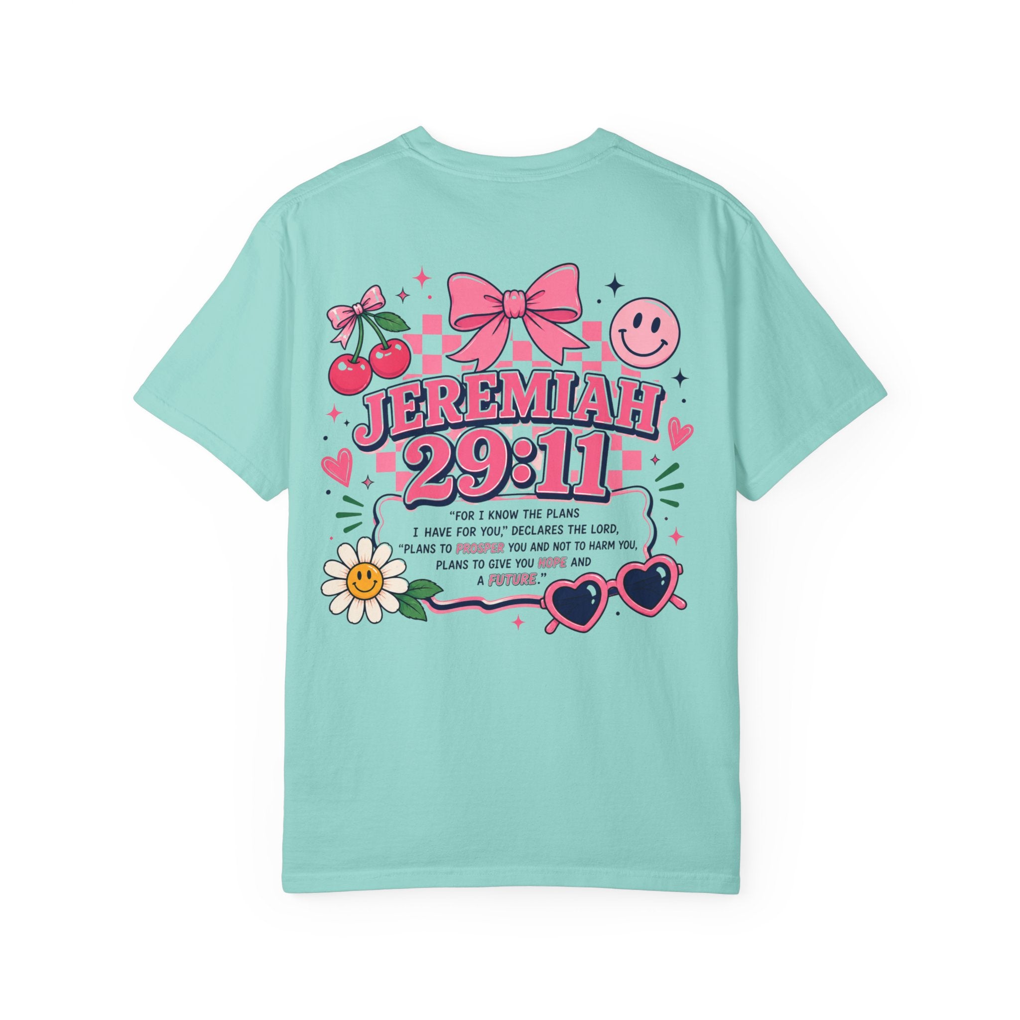 Jeremiah 29:11 Inspirational Tee — Pink Bow & Cherry Christian T‑Shirt