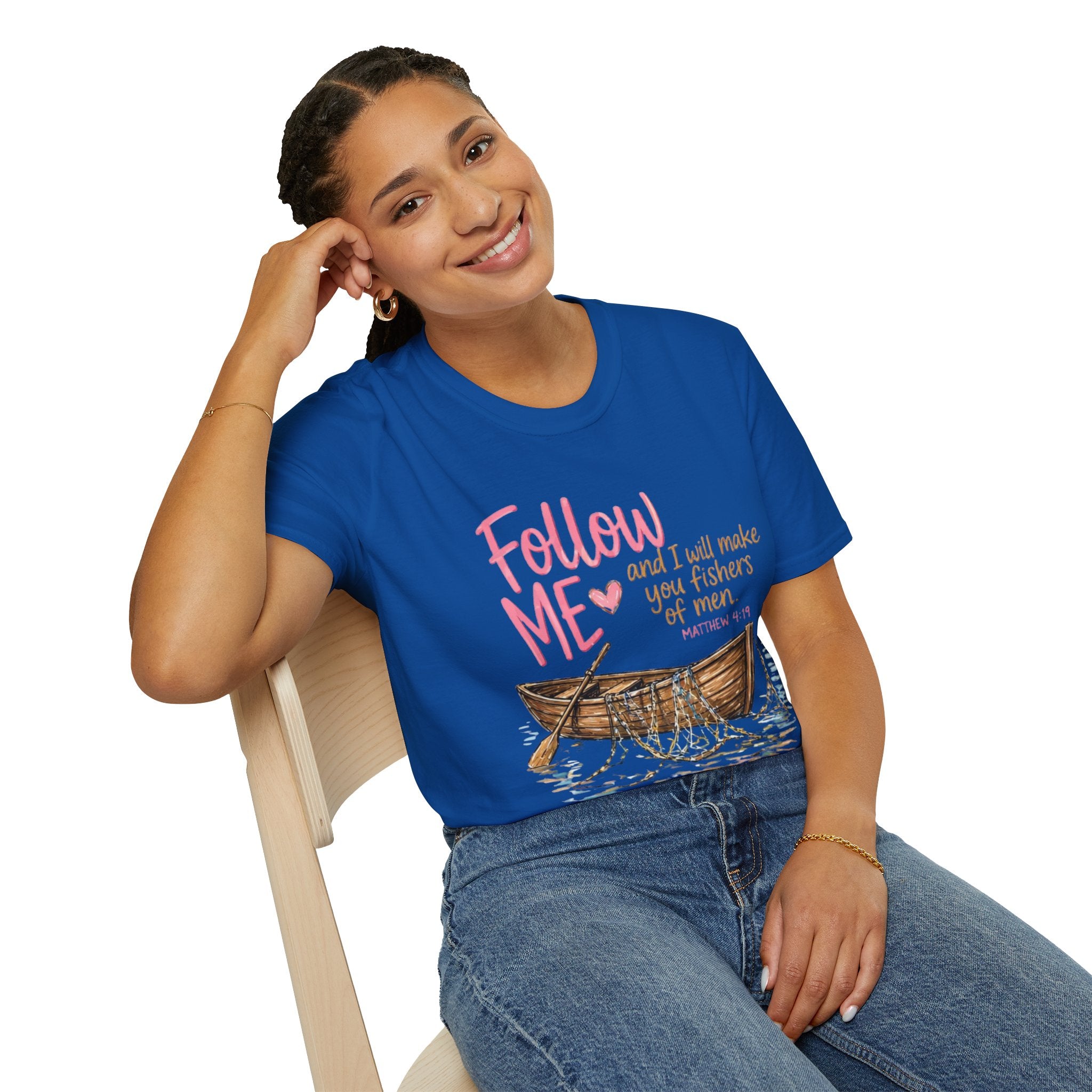 Follow Me I Will Make You Fishers of Men T-Shirt — Christian Fishing Boat Faith Tee