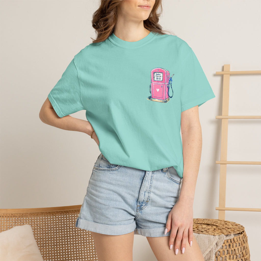Fueled By Jesus T-Shirt — 'He Never Runs on Empty' Graphic Tee