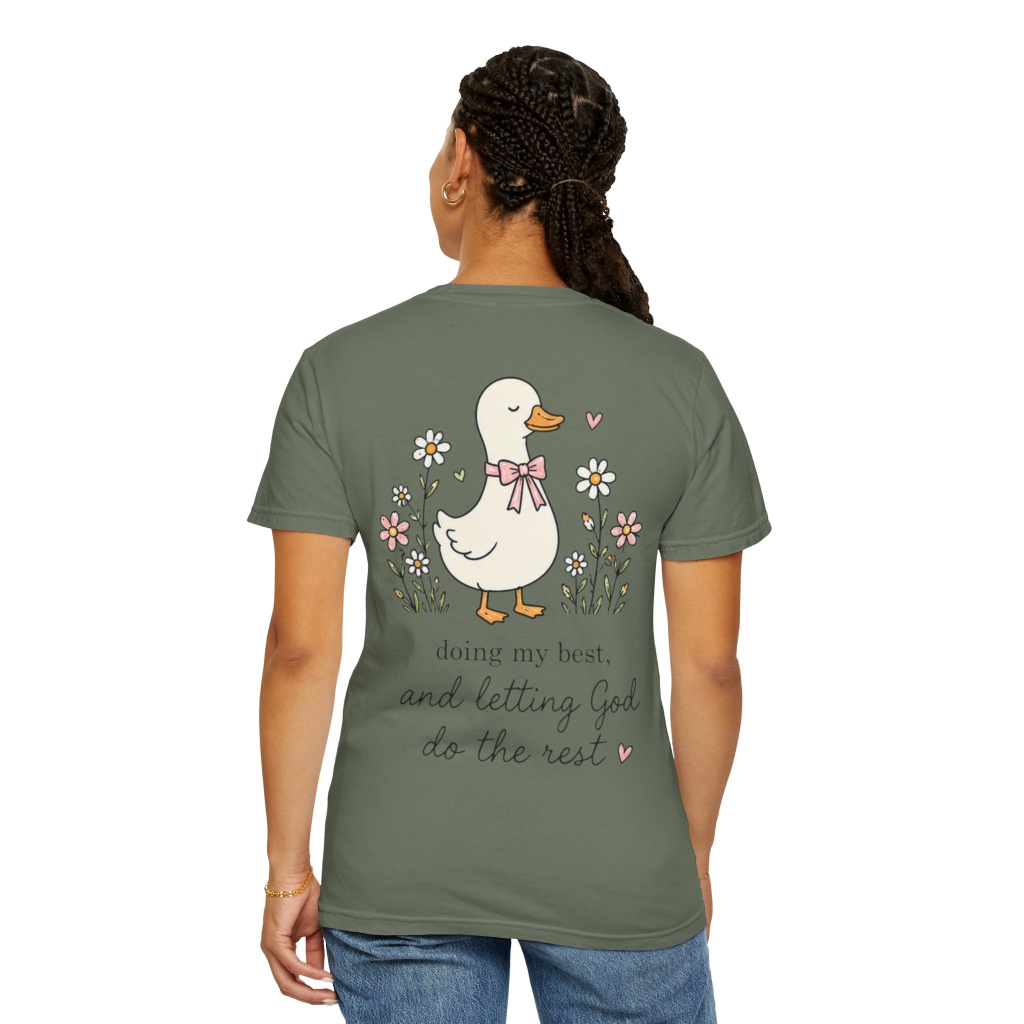 Duck Illustration T-Shirt — "Doing My Best, and Letting God Do the Rest" Christian Graphic Tee