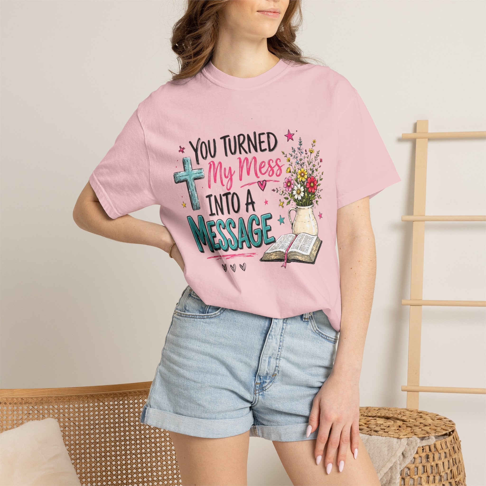 You Turned My Mess Into a Message T-shirt | Christian Cross, Bible, Floral Design