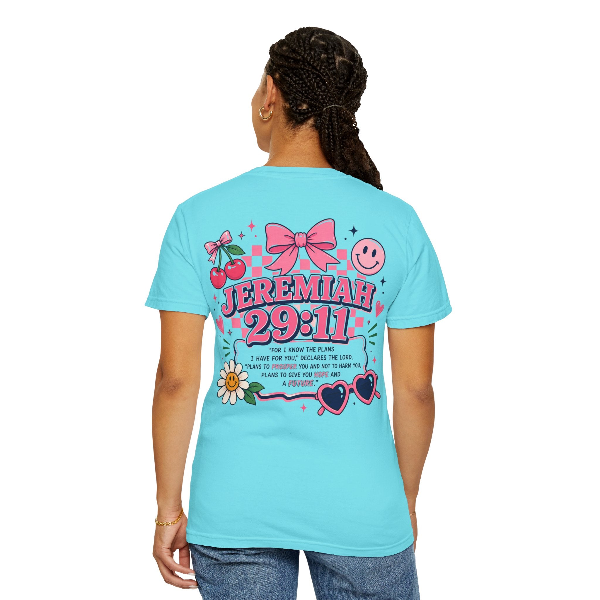 Jeremiah 29:11 Inspirational Tee — Pink Bow & Cherry Christian T‑Shirt
