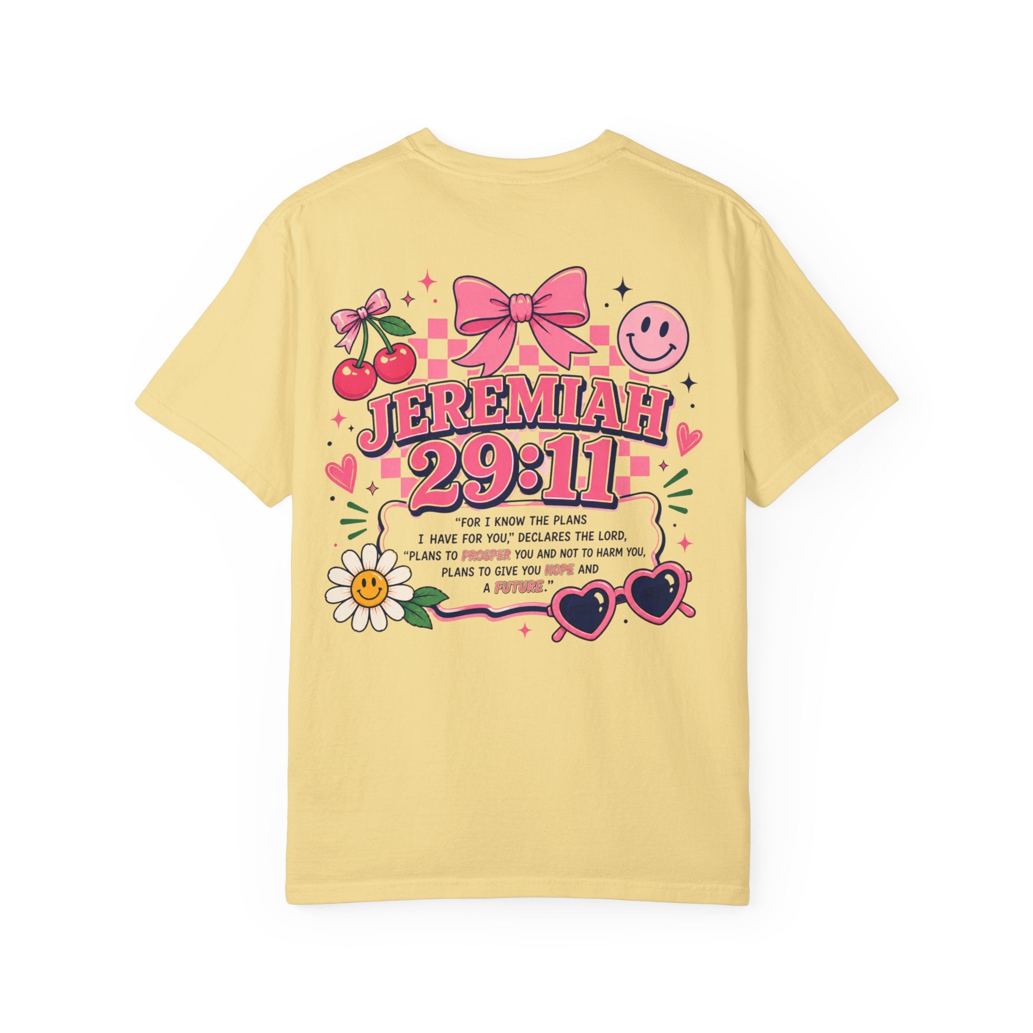Jeremiah 29:11 Inspirational Tee — Pink Bow & Cherry Christian T‑Shirt