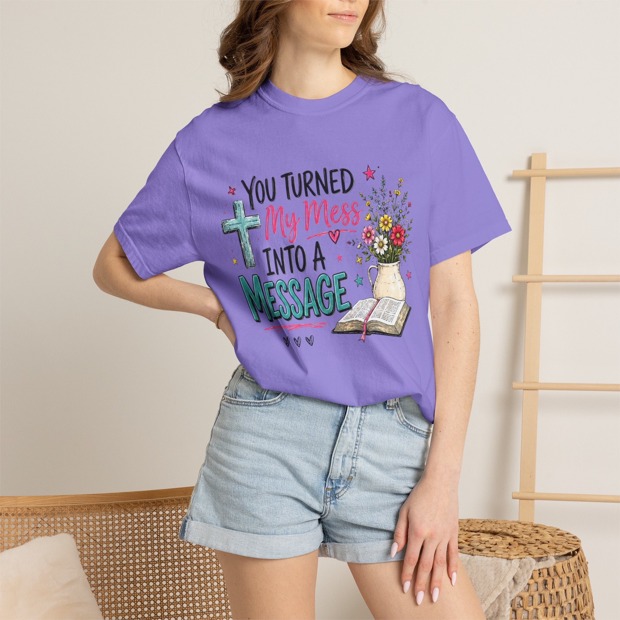 You Turned My Mess Into a Message T-shirt | Christian Cross, Bible, Floral Design