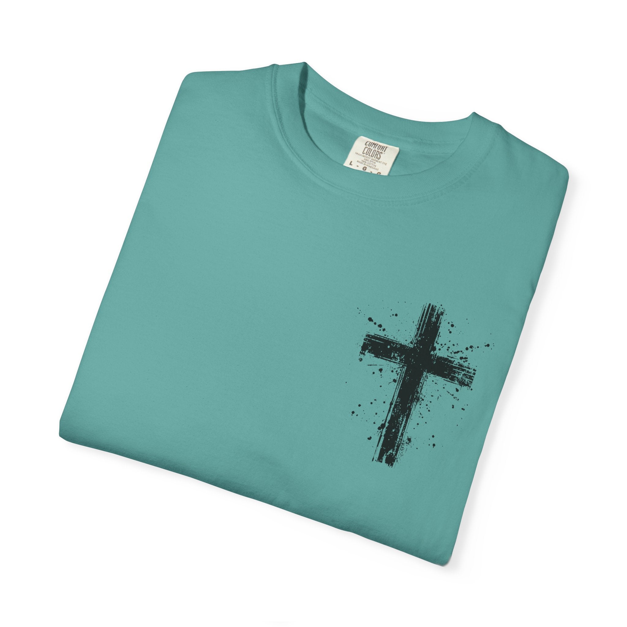 Religious T-Shirt - 'It Is Finished' Jesus Crown of Thorns Cross Tee (John 19:30)