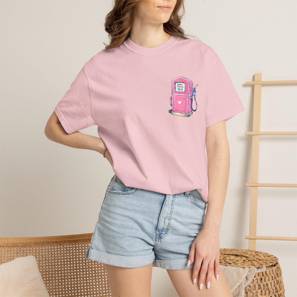 Fueled By Jesus T-Shirt — 'He Never Runs on Empty' Graphic Tee