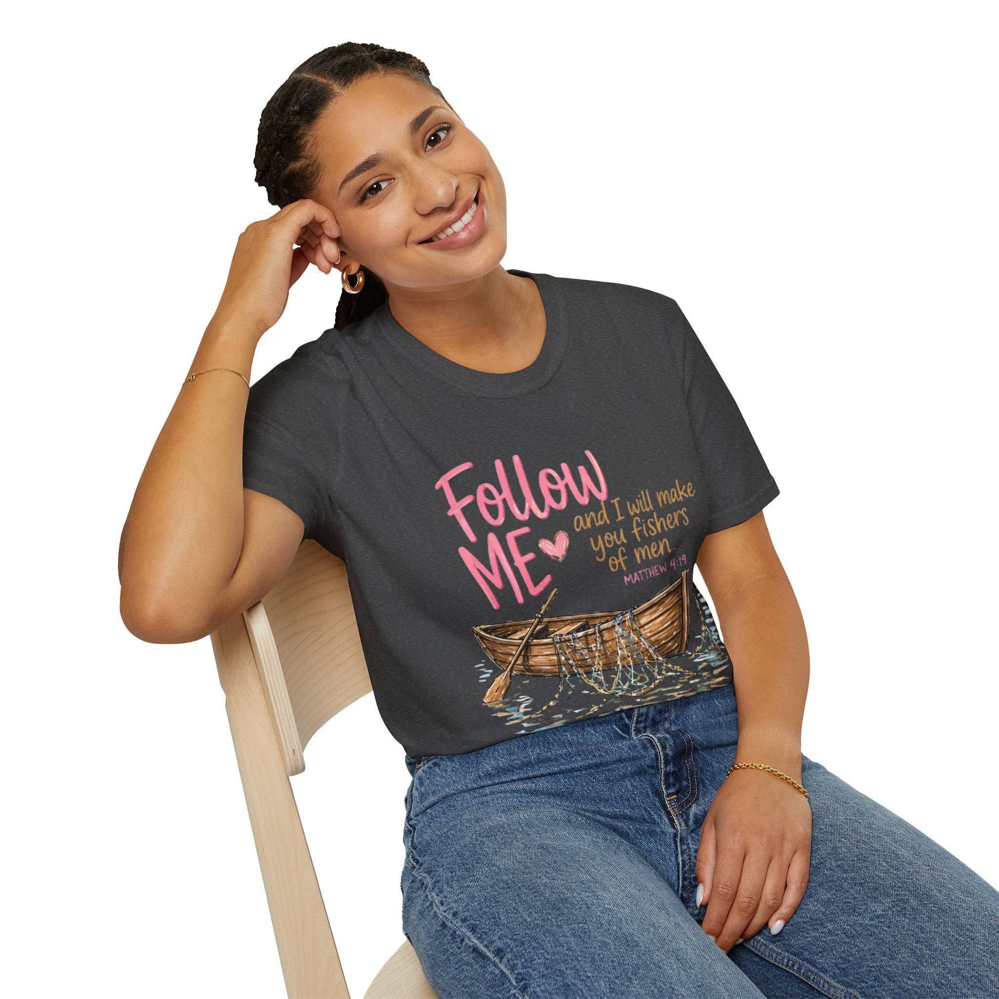 Follow Me I Will Make You Fishers of Men T-Shirt — Christian Fishing Boat Faith Tee