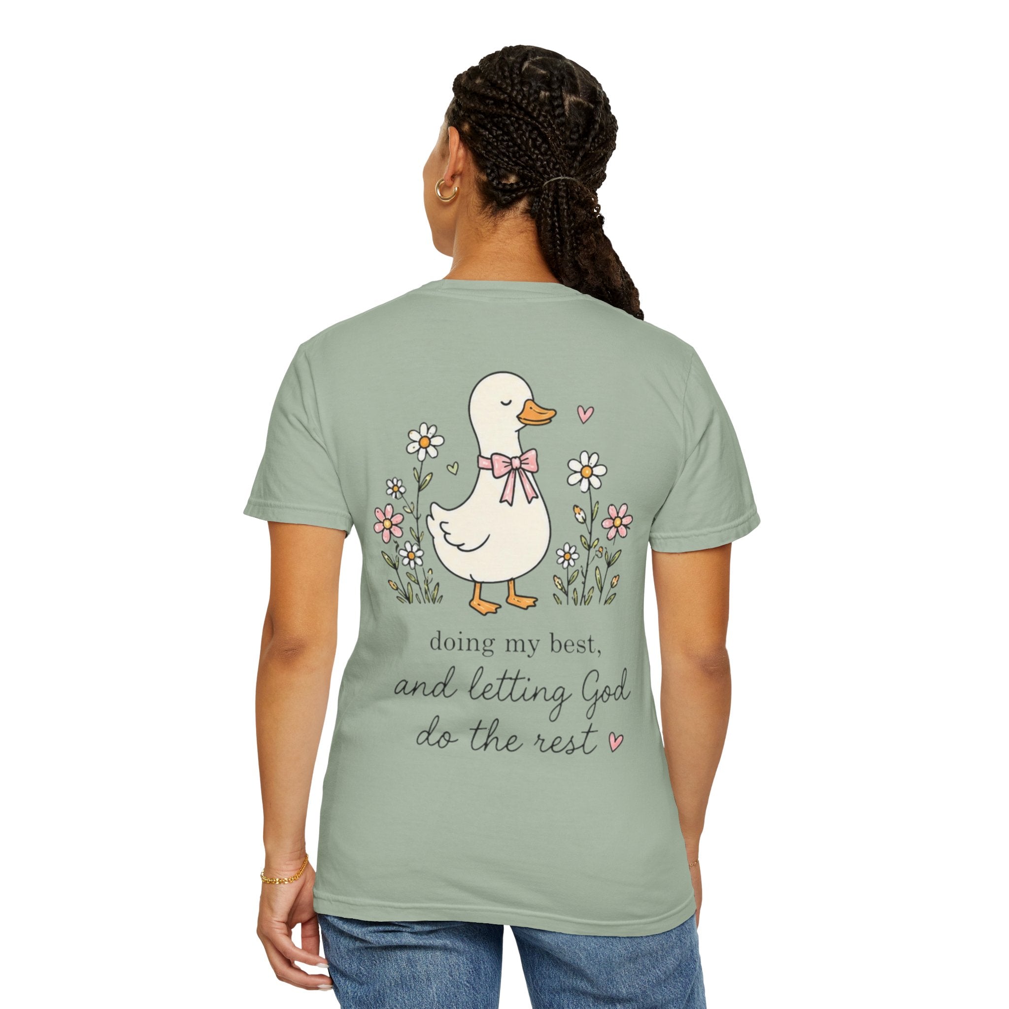 Duck Illustration T-Shirt — "Doing My Best, and Letting God Do the Rest" Christian Graphic Tee