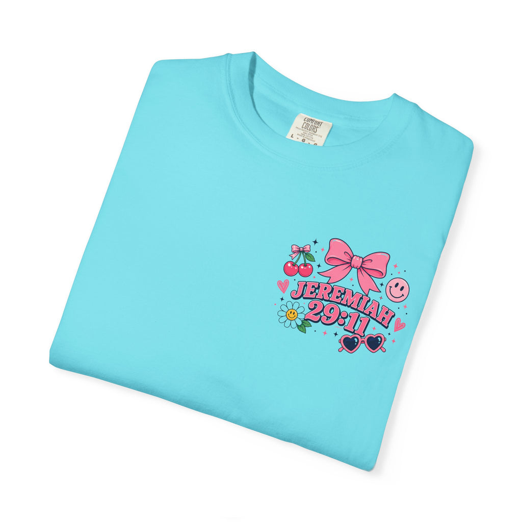 Jeremiah 29:11 Inspirational Tee — Pink Bow & Cherry Christian T‑Shirt