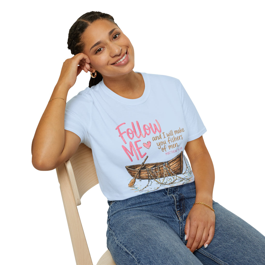 Follow Me I Will Make You Fishers of Men T-Shirt — Christian Fishing Boat Faith Tee