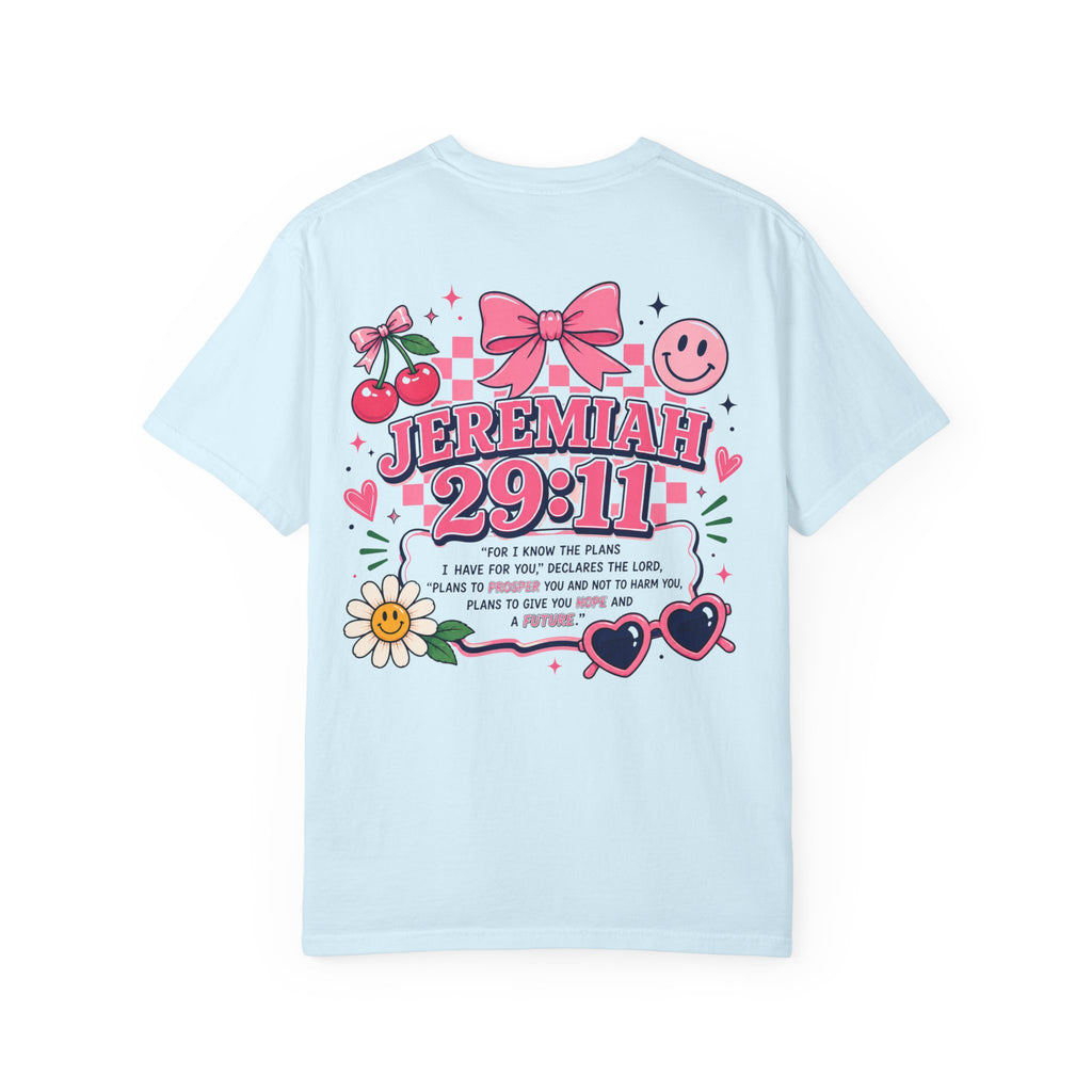 Jeremiah 29:11 Inspirational Tee — Pink Bow & Cherry Christian T‑Shirt