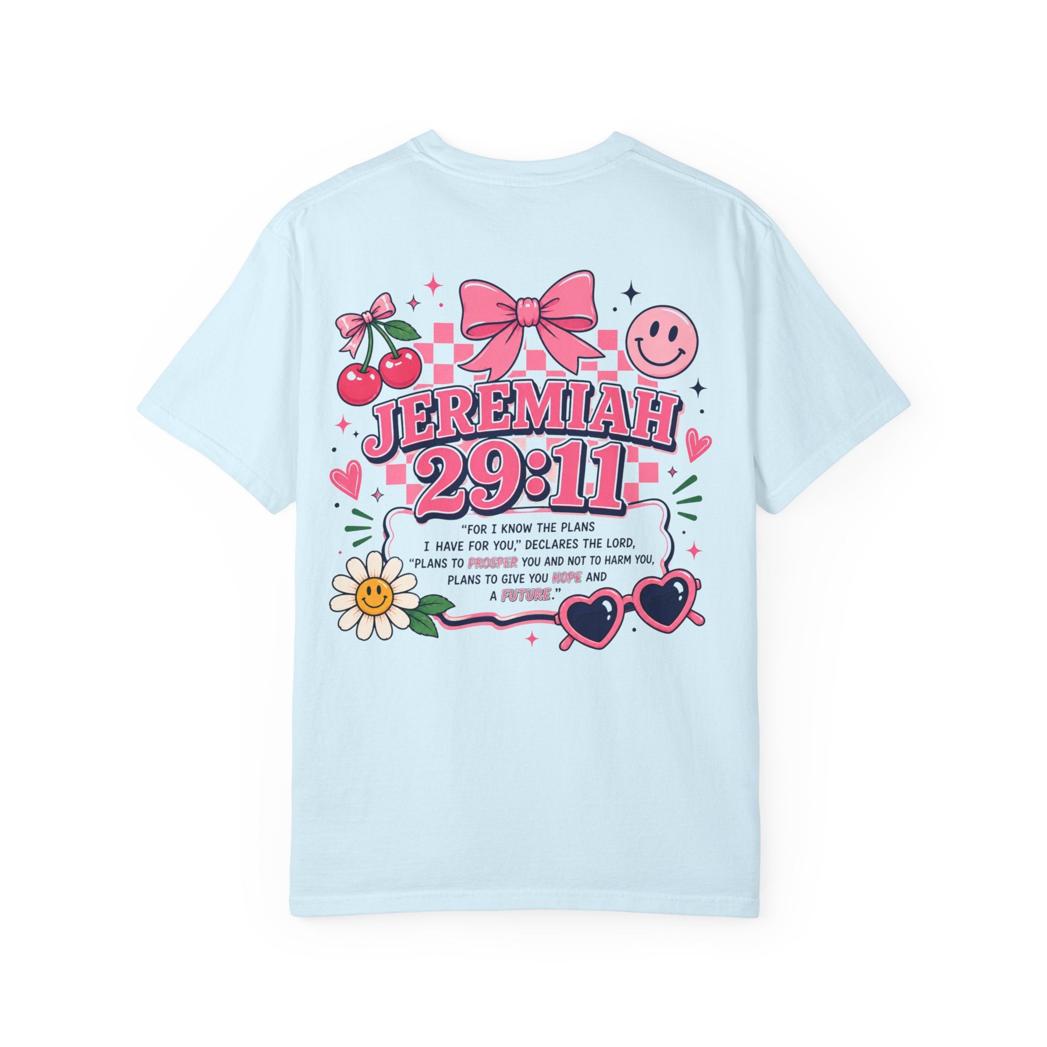 Jeremiah 29:11 Inspirational Tee — Pink Bow & Cherry Christian T‑Shirt