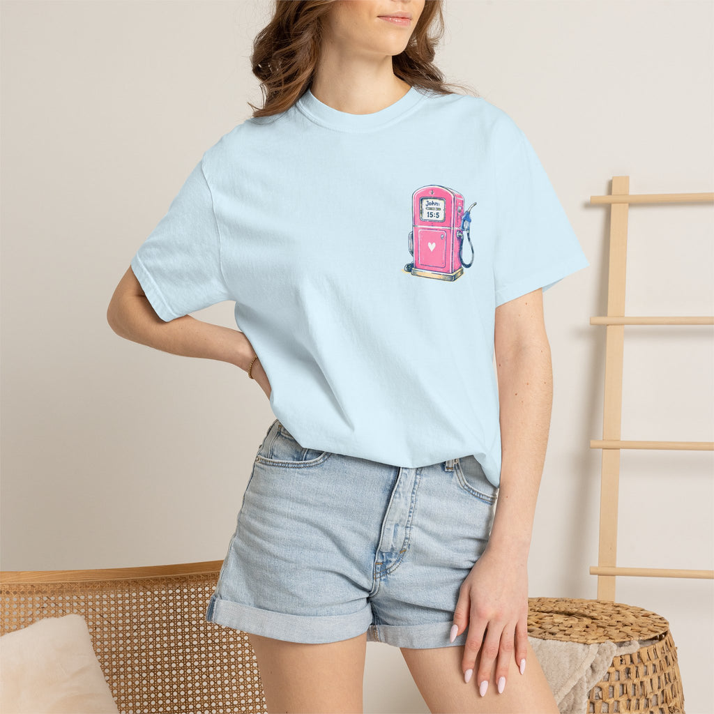 Fueled By Jesus T-Shirt — 'He Never Runs on Empty' Graphic Tee