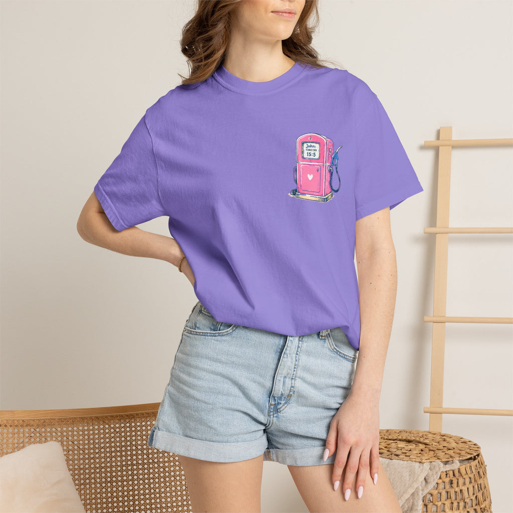 Fueled By Jesus T-Shirt — 'He Never Runs on Empty' Graphic Tee