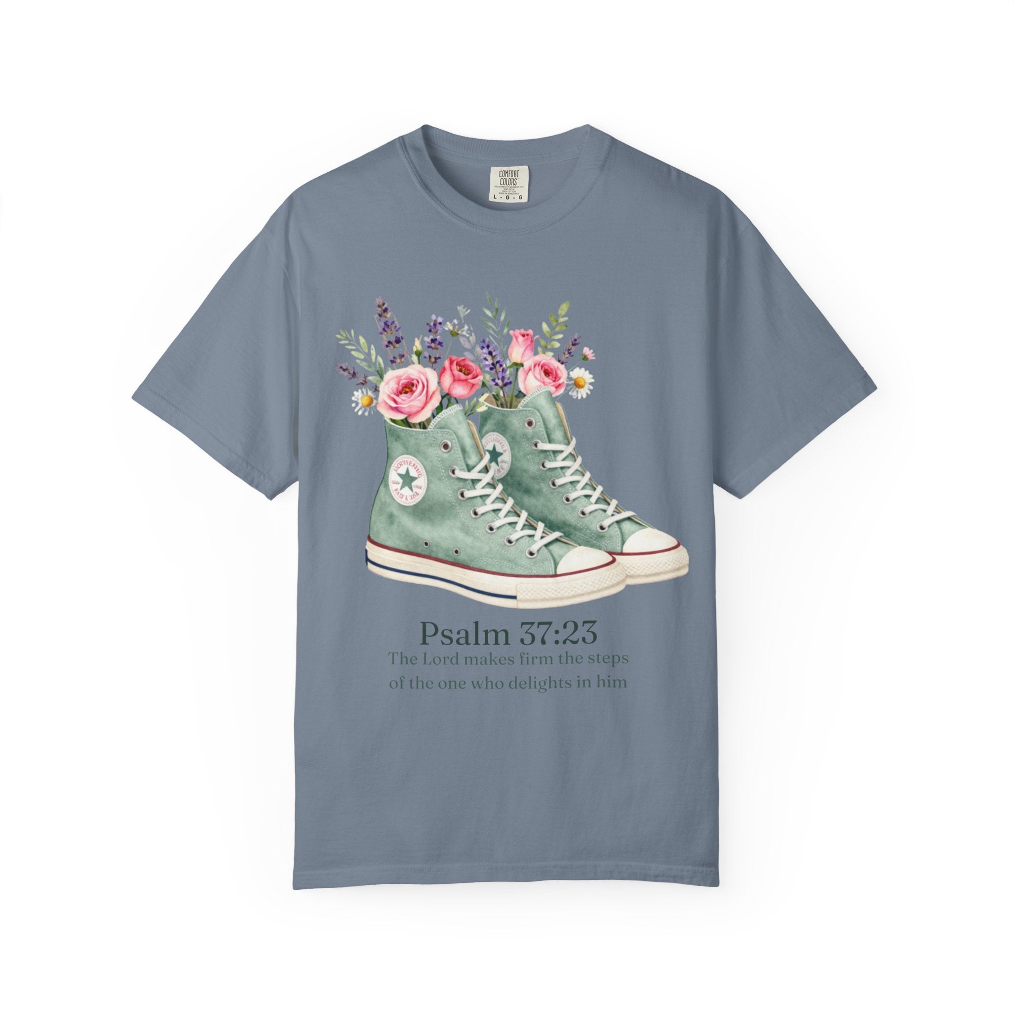 Christian Psalm 37:23 Floral Sneakers T-Shirt