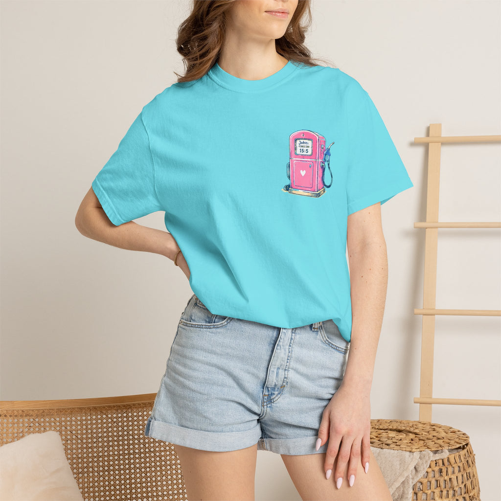 Fueled By Jesus T-Shirt — 'He Never Runs on Empty' Graphic Tee