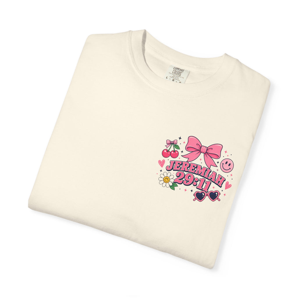 Jeremiah 29:11 Inspirational Tee — Pink Bow & Cherry Christian T‑Shirt