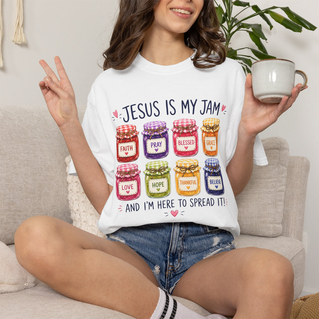 Jesus Is My Jam T-Shirt — Christian Faith Graphic Tee (Spread Love, Pray, Believe)