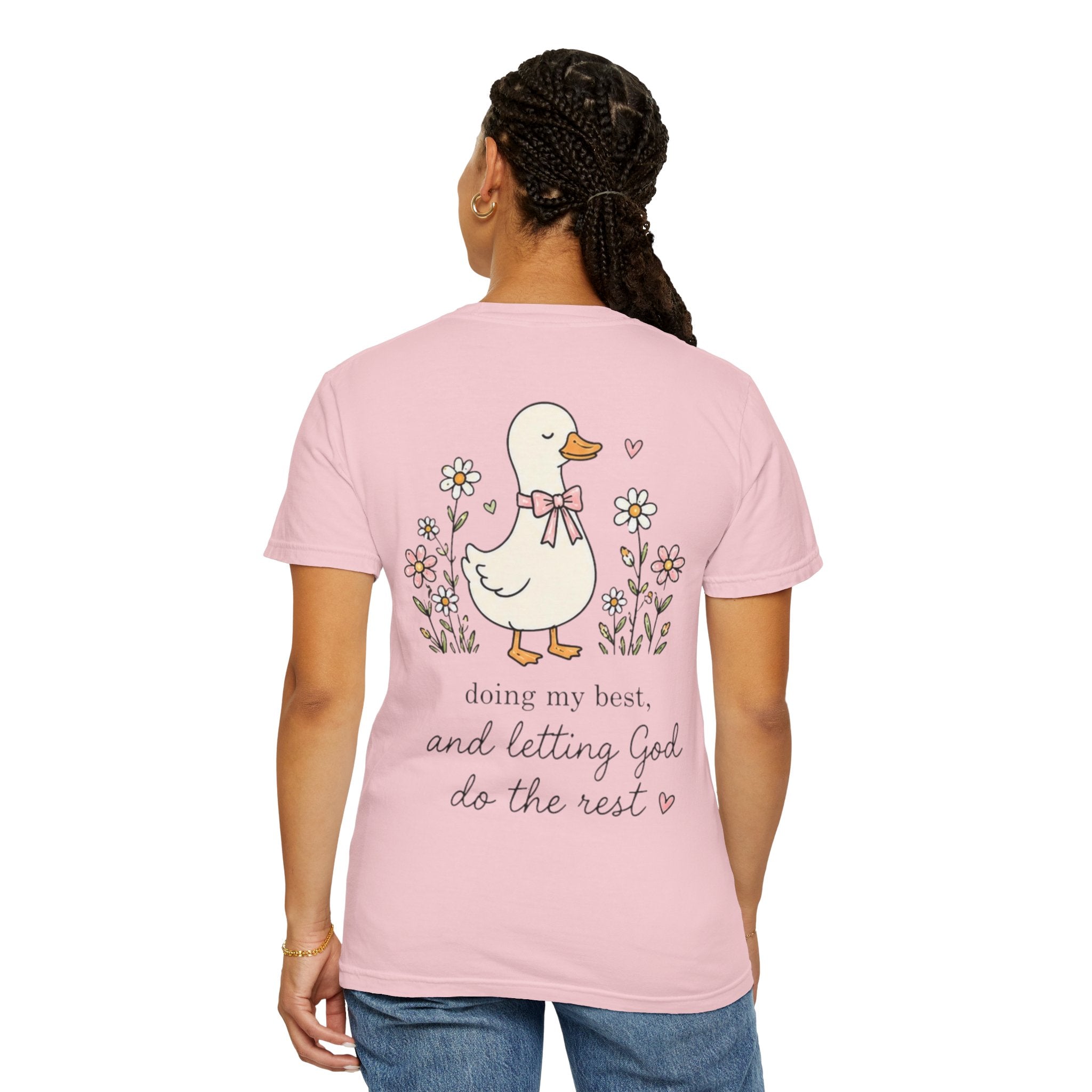 Duck Illustration T-Shirt — "Doing My Best, and Letting God Do the Rest" Christian Graphic Tee